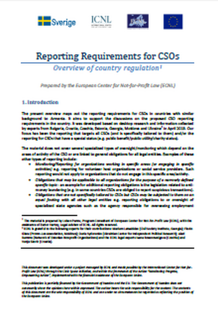 Reporting Requirements for CSOs: Overview of country regulation