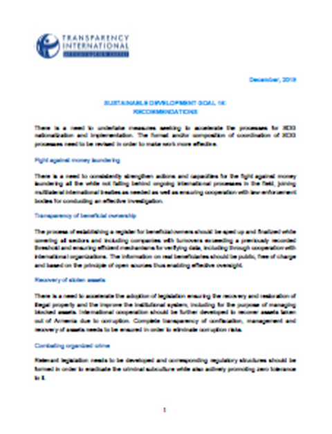 Sustainable Development Goal 16: Recommendations